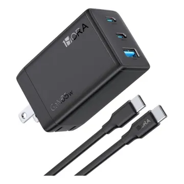 CONVERTIDOR GAN DE 65W CON CABLE TIPO C A TIPO C